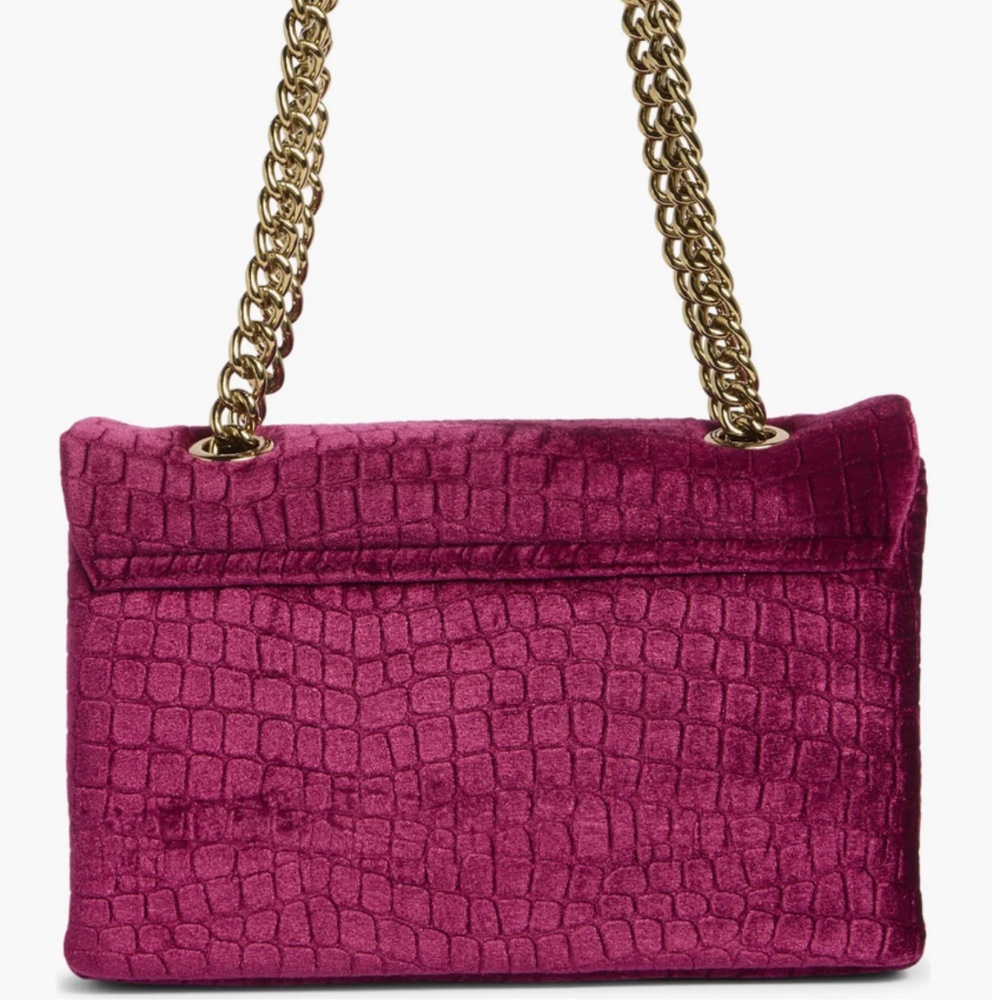 Kurt Geiger London Velvet Brixton Shoulder Bag in Medium Red - Picture 2 of 6